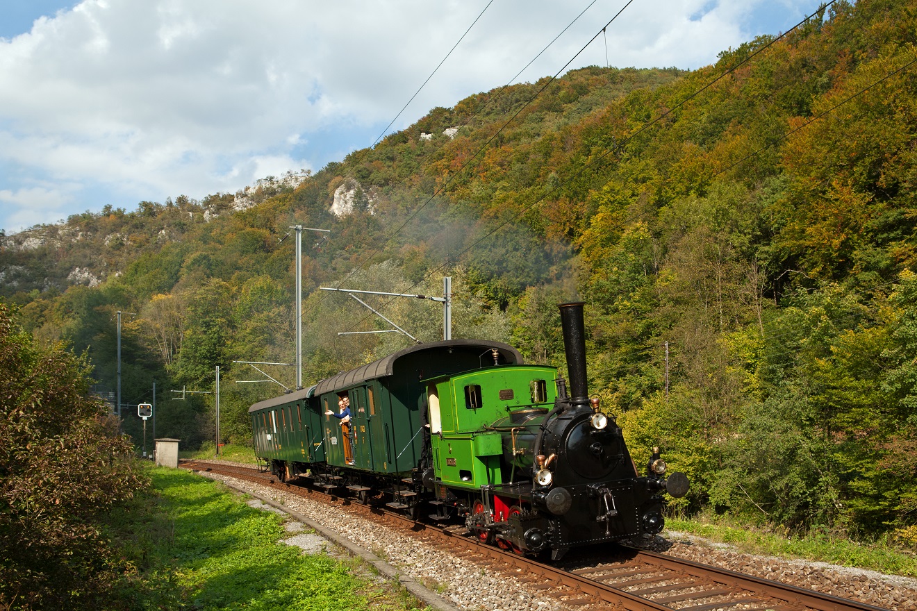 E 2/2 3 ’’Zephir’’ anlässlich einer Extrafahrt am Samstag, 23. September 2017 kurz vor Delémont.